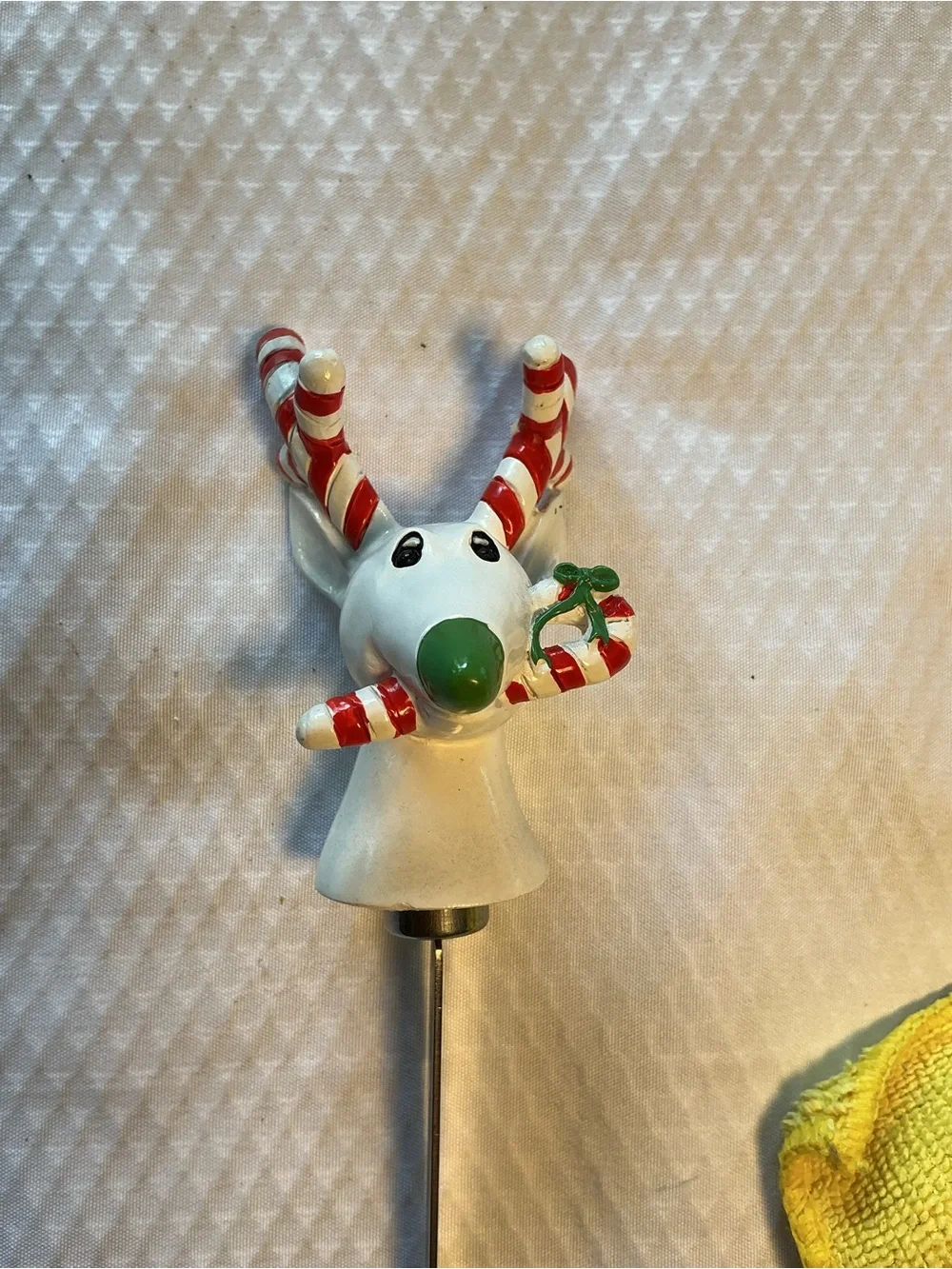Holiday Reindeer Ceramic Fondue/Skewer Pick - White and Red